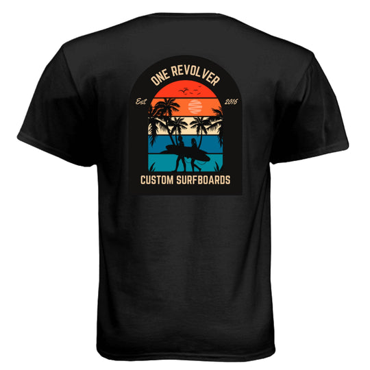 One Revolver Custom Surfboards- Sunset Palm Tee - One Revolver Surfboards