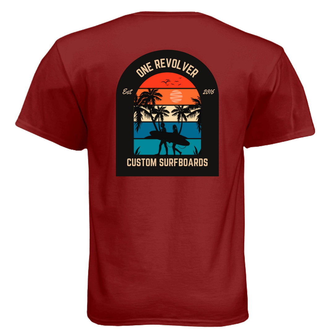 One Revolver Custom Surfboards- Sunset Palm Tee - One Revolver Surfboards