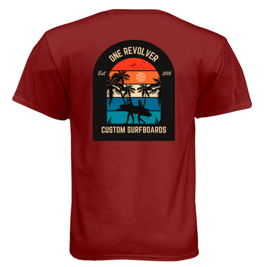 One Revolver Custom Surfboards- Sunset Palm Tee - One Revolver Surfboards