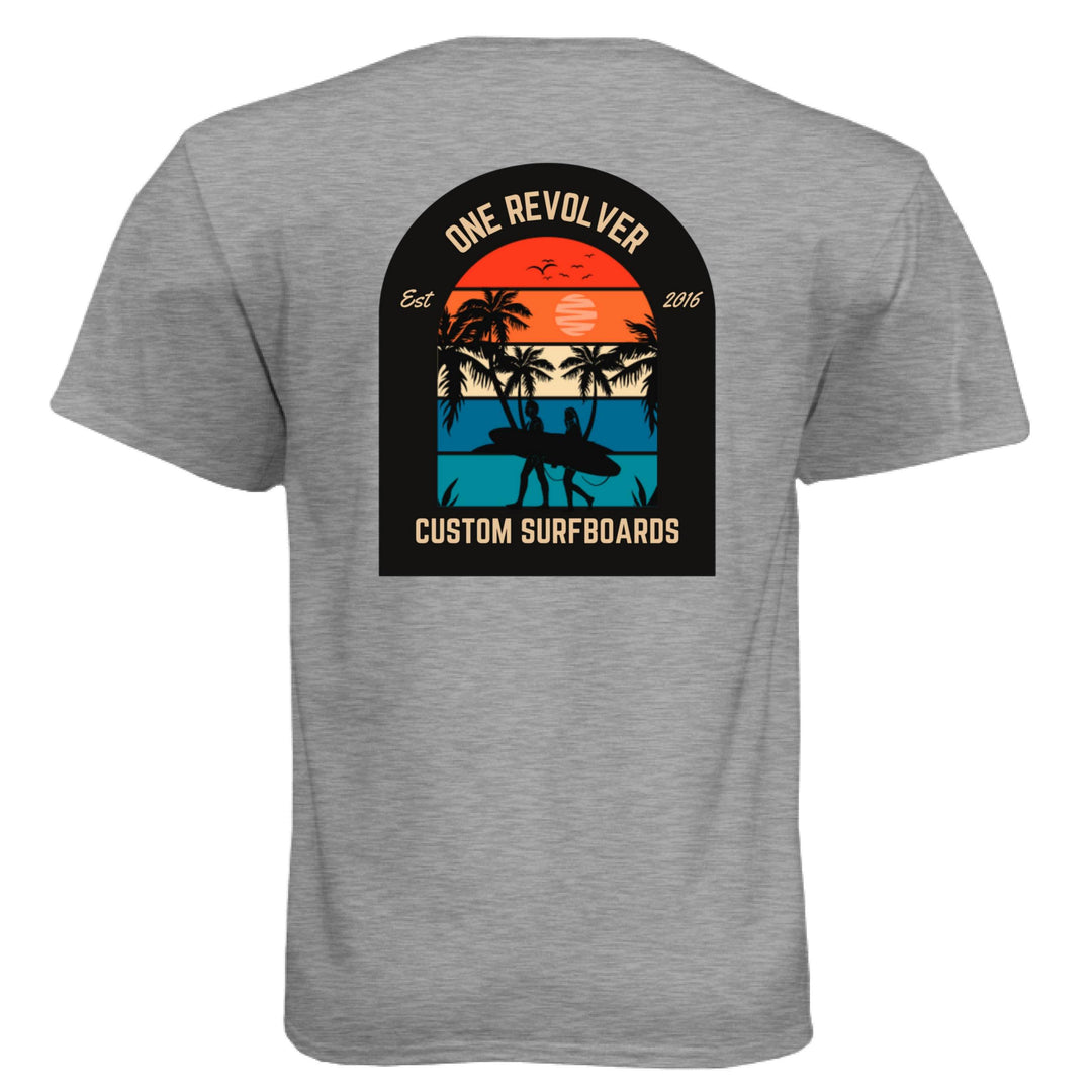 One Revolver Custom Surfboards- Sunset Palm Tee - One Revolver Surfboards