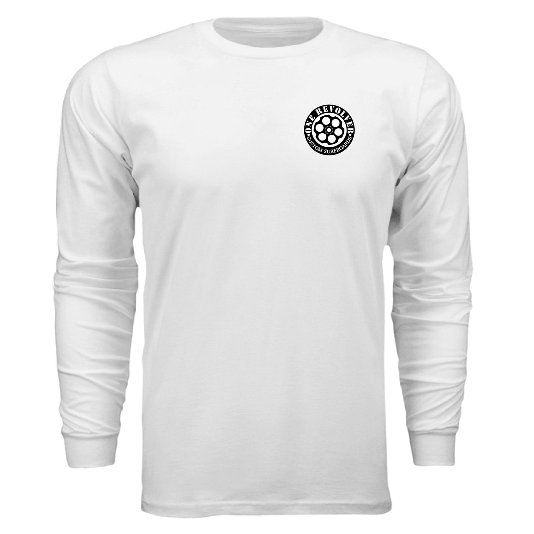 One Revolver Surfboards Retro Aloha Long-Sleeve Shirt – Unisex Lightweight Cotton Crew - One Revolver Surfboards