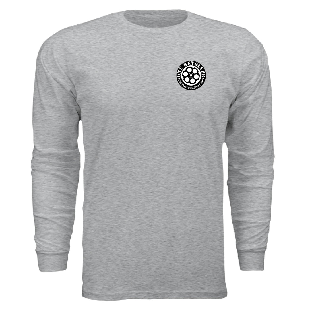 One Revolver Surfboards Retro Aloha Long-Sleeve Shirt – Unisex Lightweight Cotton Crew - One Revolver Surfboards