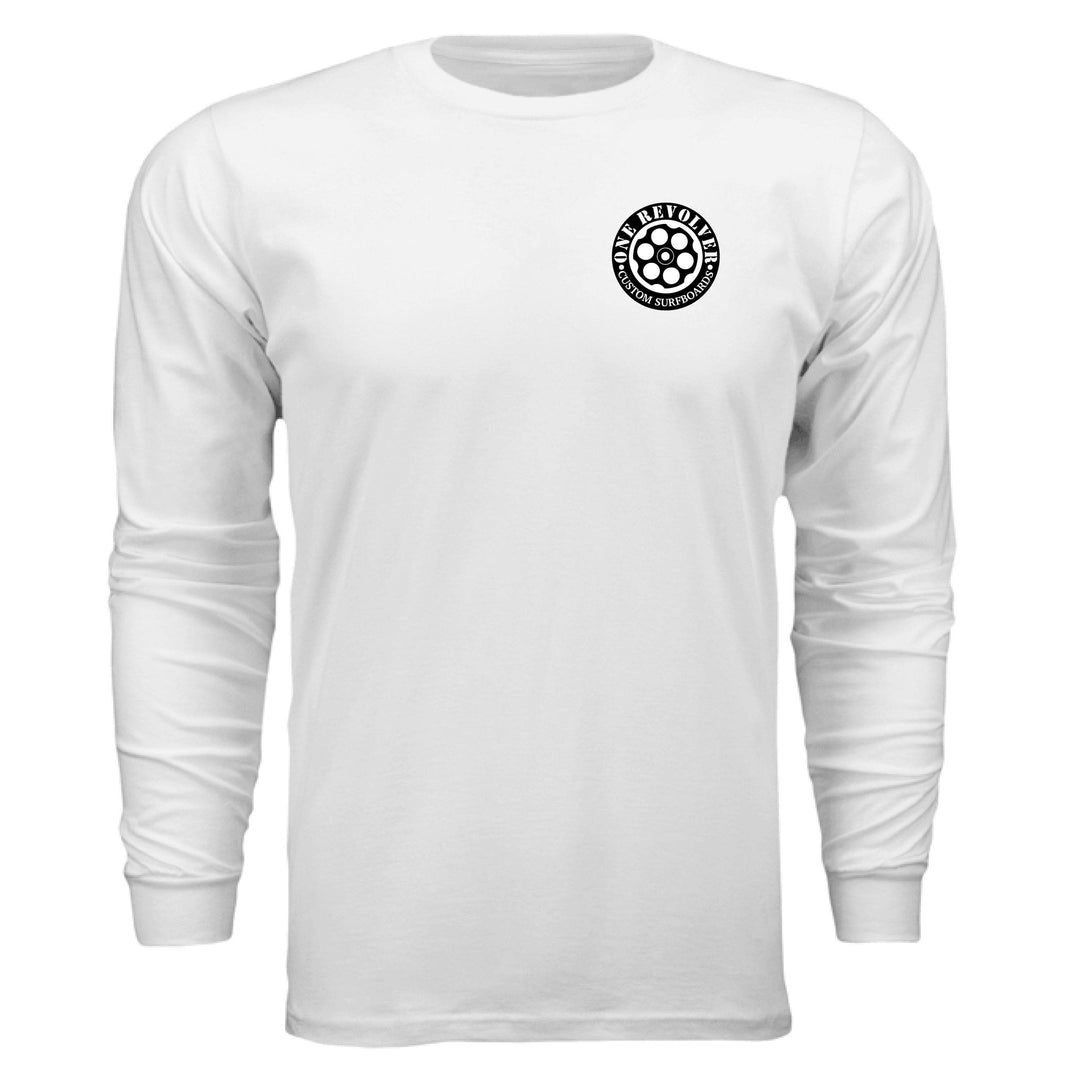 One Revolver Surfboards Skull Graphic Long-Sleeve Tee – Unisex Lightweight Cotton Crew - One Revolver Surfboards
