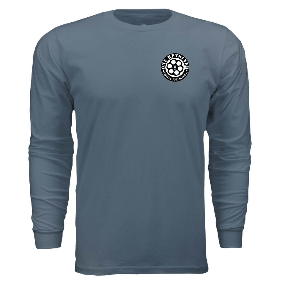 One Revolver Surfboards Skull Graphic Long-Sleeve Tee – Unisex Lightweight Cotton Crew - One Revolver Surfboards