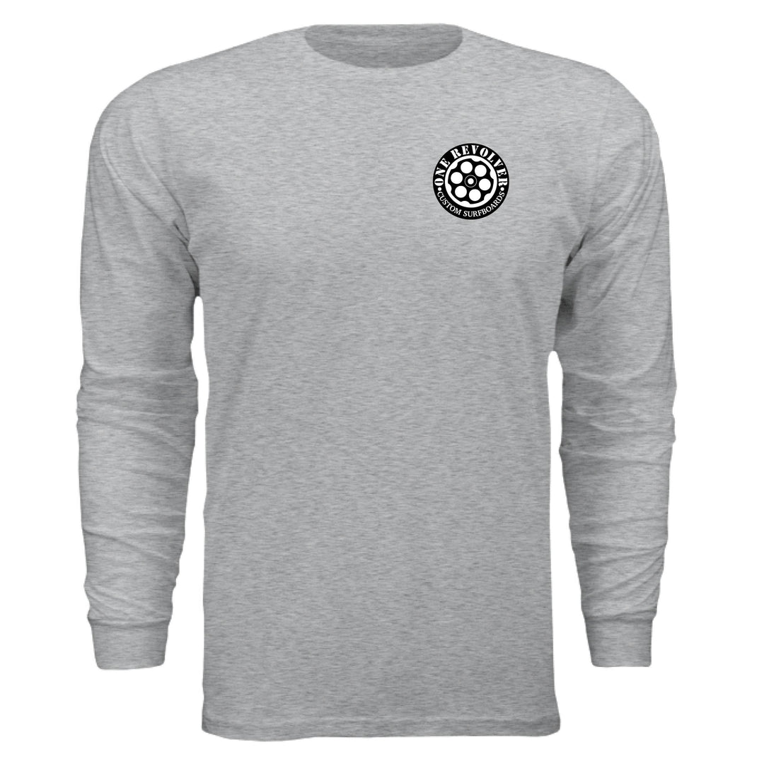 One Revolver Surfboards Skull Graphic Long-Sleeve Tee – Unisex Lightweight Cotton Crew - One Revolver Surfboards