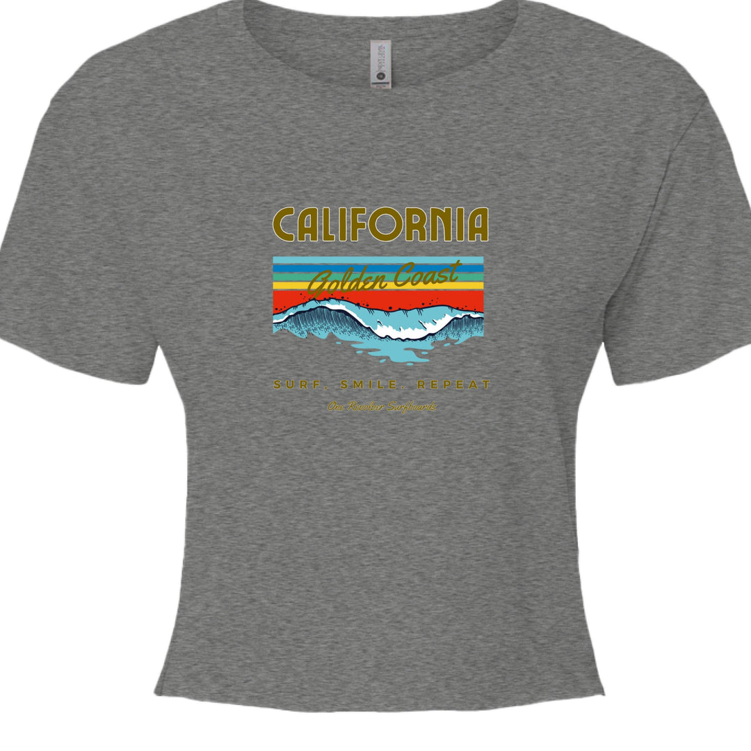 One Revolver Surfboards Surf. Sleep. Repeat. California Crop Top – Women’s Boho Style - One Revolver Surfboards