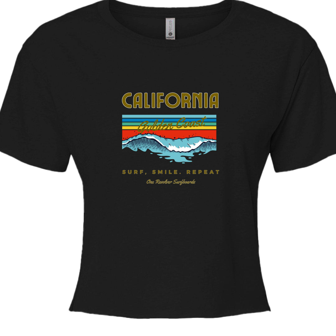One Revolver Surfboards Surf. Sleep. Repeat. California Crop Top – Women’s Boho Style - One Revolver Surfboards