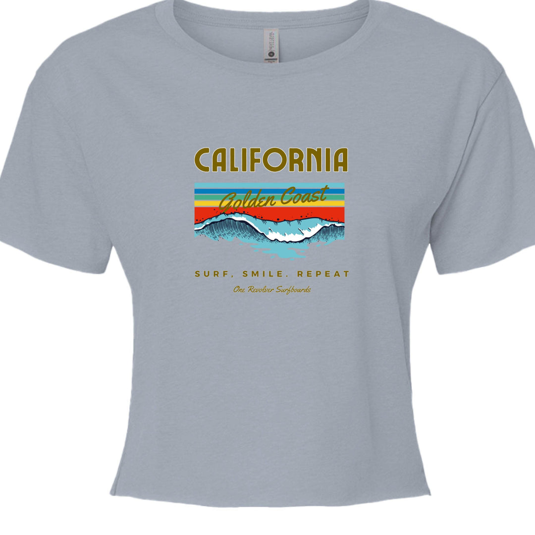 One Revolver Surfboards Surf. Sleep. Repeat. California Crop Top – Women’s Boho Style - One Revolver Surfboards
