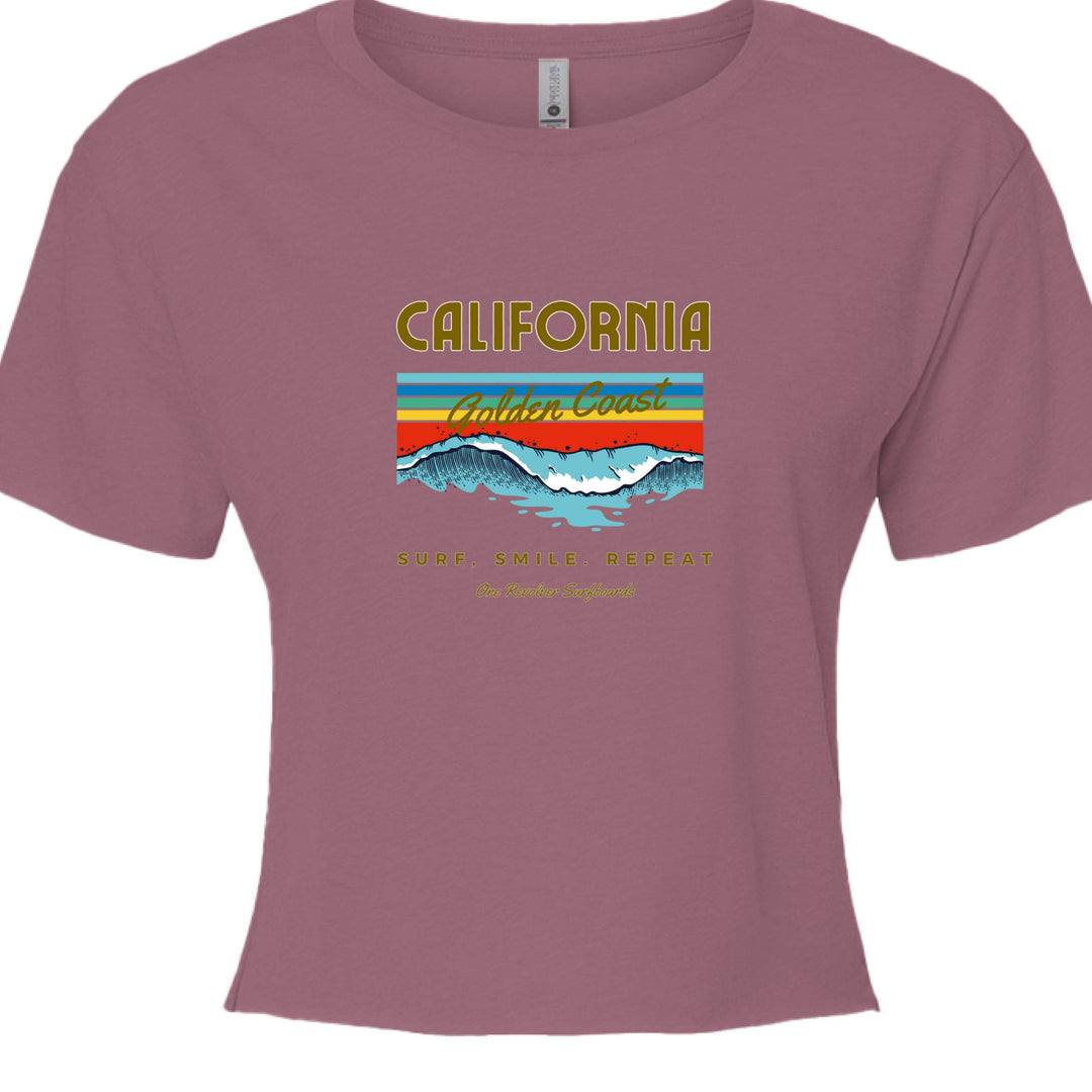 One Revolver Surfboards Surf. Sleep. Repeat. California Crop Top – Women’s Boho Style - One Revolver Surfboards