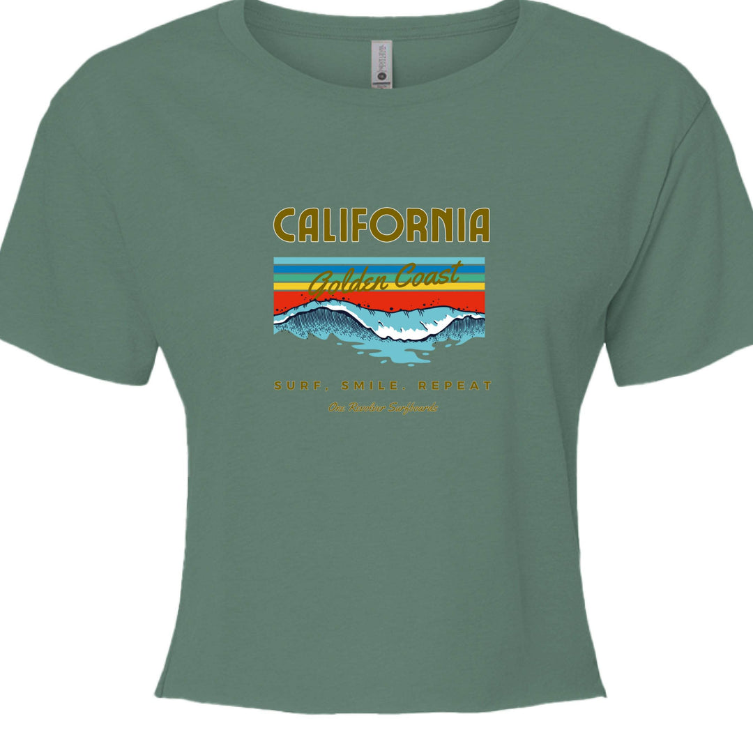 One Revolver Surfboards Surf. Sleep. Repeat. California Crop Top – Women’s Boho Style - One Revolver Surfboards