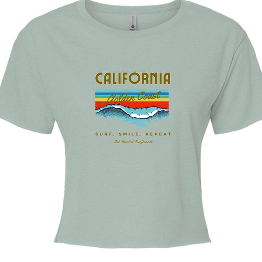 One Revolver Surfboards Surf. Sleep. Repeat. California Crop Top – Women’s Boho Style - One Revolver Surfboards