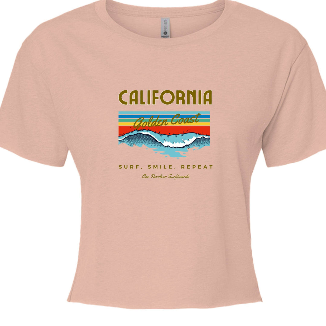 One Revolver Surfboards Surf. Sleep. Repeat. California Crop Top – Women’s Boho Style - One Revolver Surfboards
