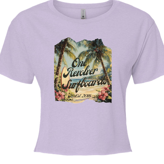 One Revolver Surfboards Tropical Dream Crop Tee – Women’s Surf-Inspired Crop Top - One Revolver Surfboards