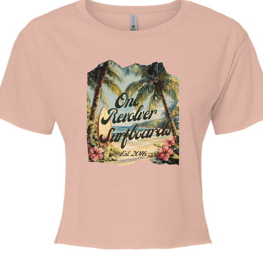 One Revolver Surfboards Tropical Dream Crop Tee – Women’s Surf-Inspired Crop Top - One Revolver Surfboards