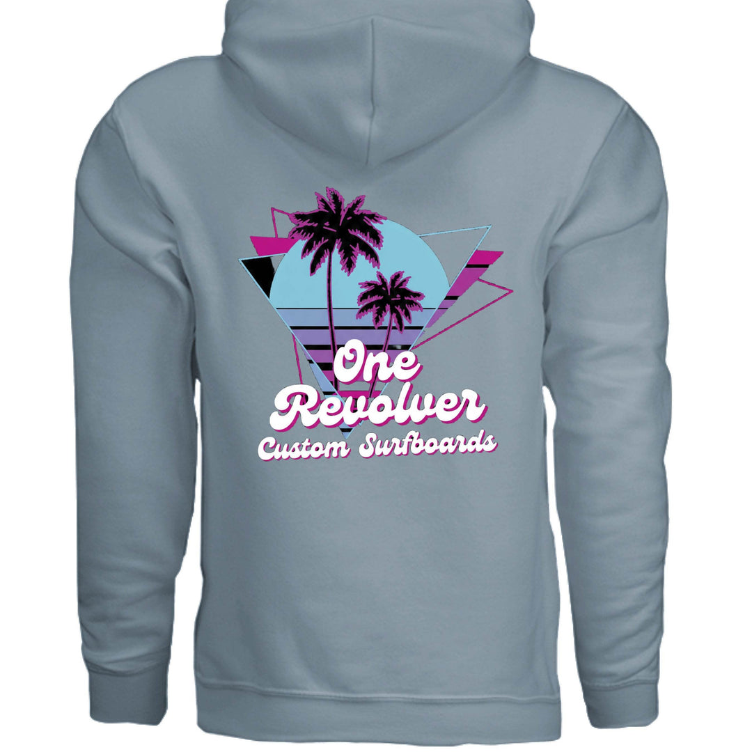 One Revolver Surfboards 80's Surf Style Hoodie – Fleece Pullover - One Revolver Surfboards