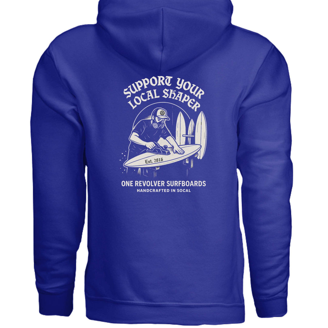 One Revolver Surfboards Support Your Local Shaper Hoodie – Unisex Softstyle Surf Sweatshirt Pay Tribute to the Craft - One Revolver Surfboards