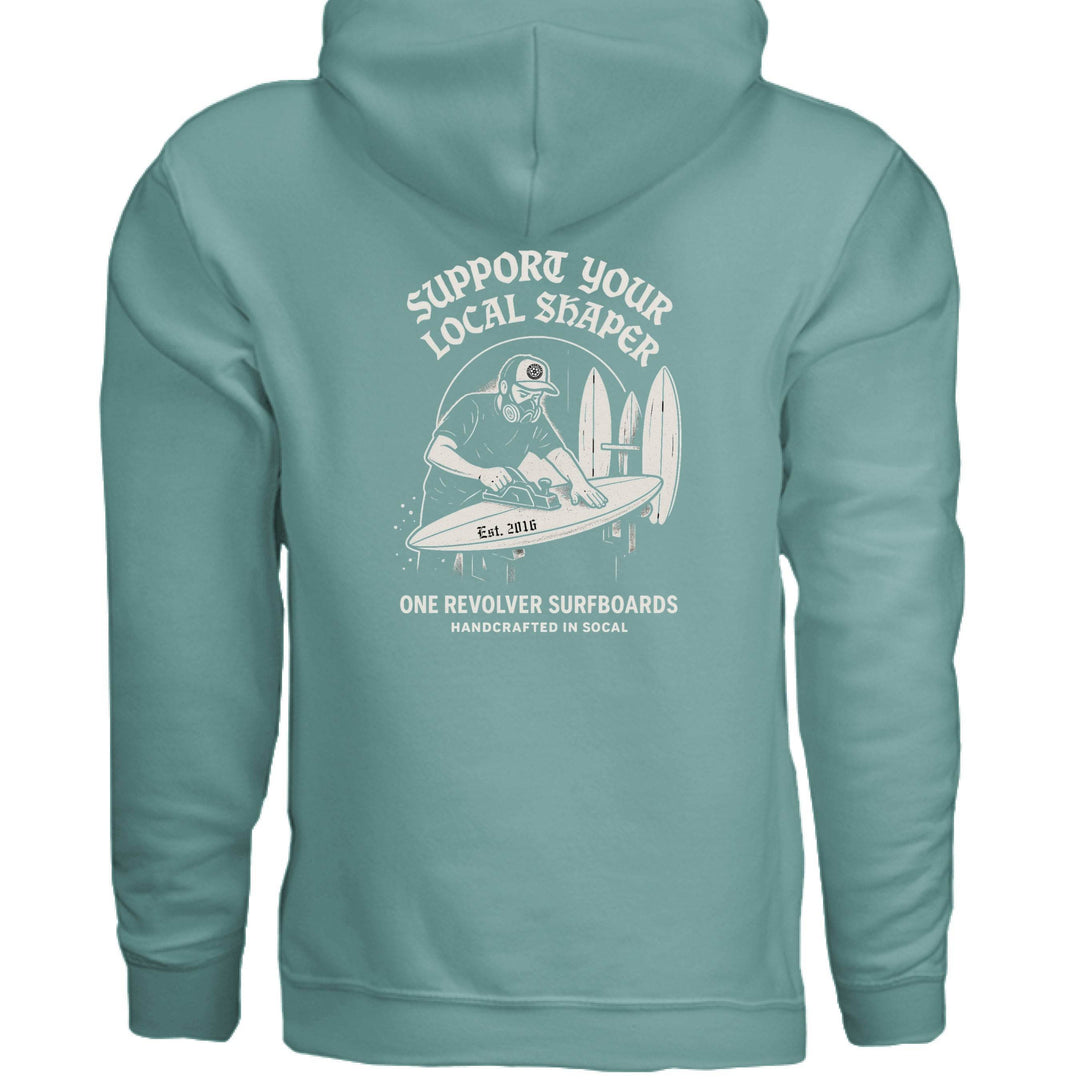 One Revolver Surfboards Support Your Local Shaper Hoodie – Unisex Softstyle Surf Sweatshirt Pay Tribute to the Craft - One Revolver Surfboards