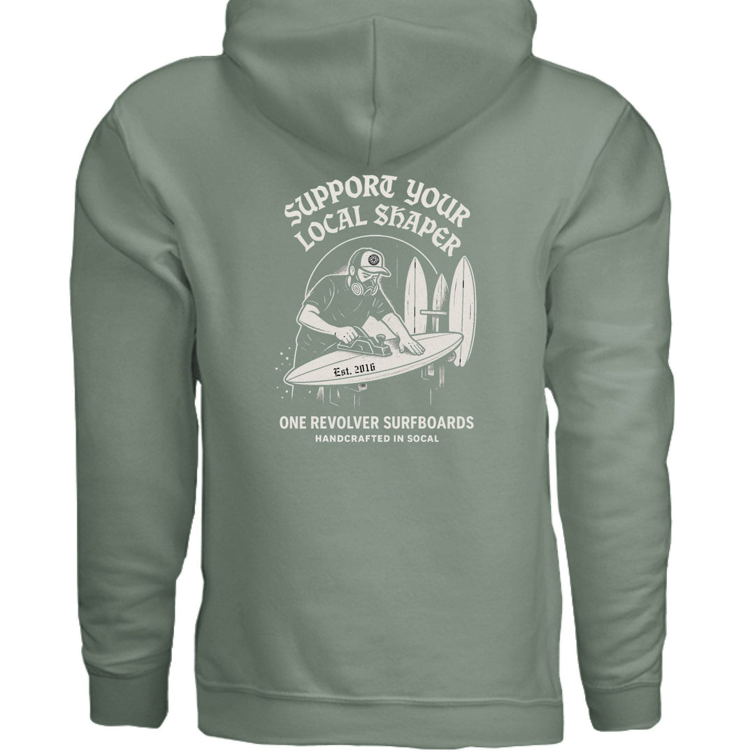 One Revolver Surfboards Support Your Local Shaper Hoodie – Unisex Softstyle Surf Sweatshirt Pay Tribute to the Craft - One Revolver Surfboards