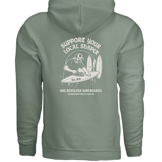 One Revolver Surfboards Support Your Local Shaper Hoodie – Unisex Softstyle Surf Sweatshirt Pay Tribute to the Craft - One Revolver Surfboards