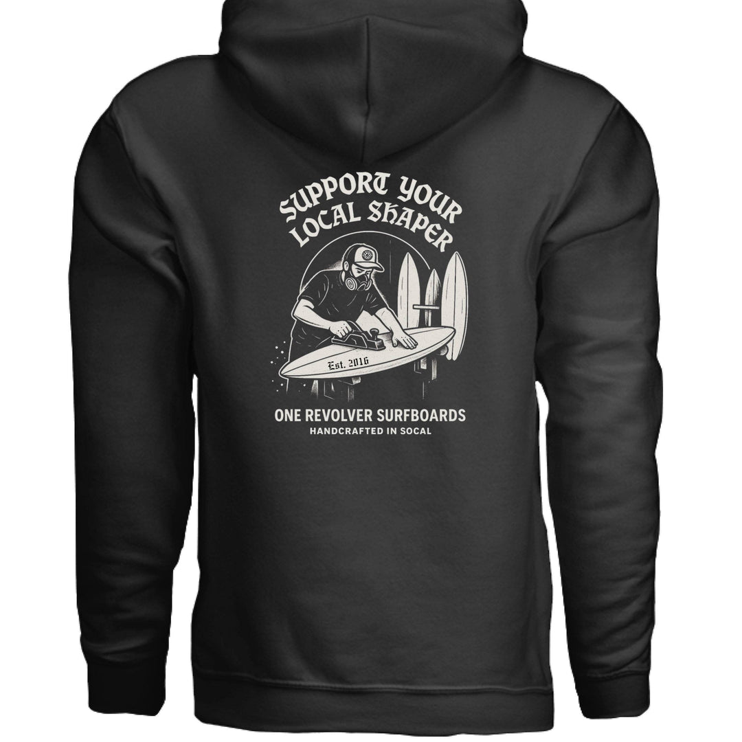 One Revolver Surfboards Support Your Local Shaper Hoodie – Unisex Softstyle Surf Sweatshirt Pay Tribute to the Craft - One Revolver Surfboards