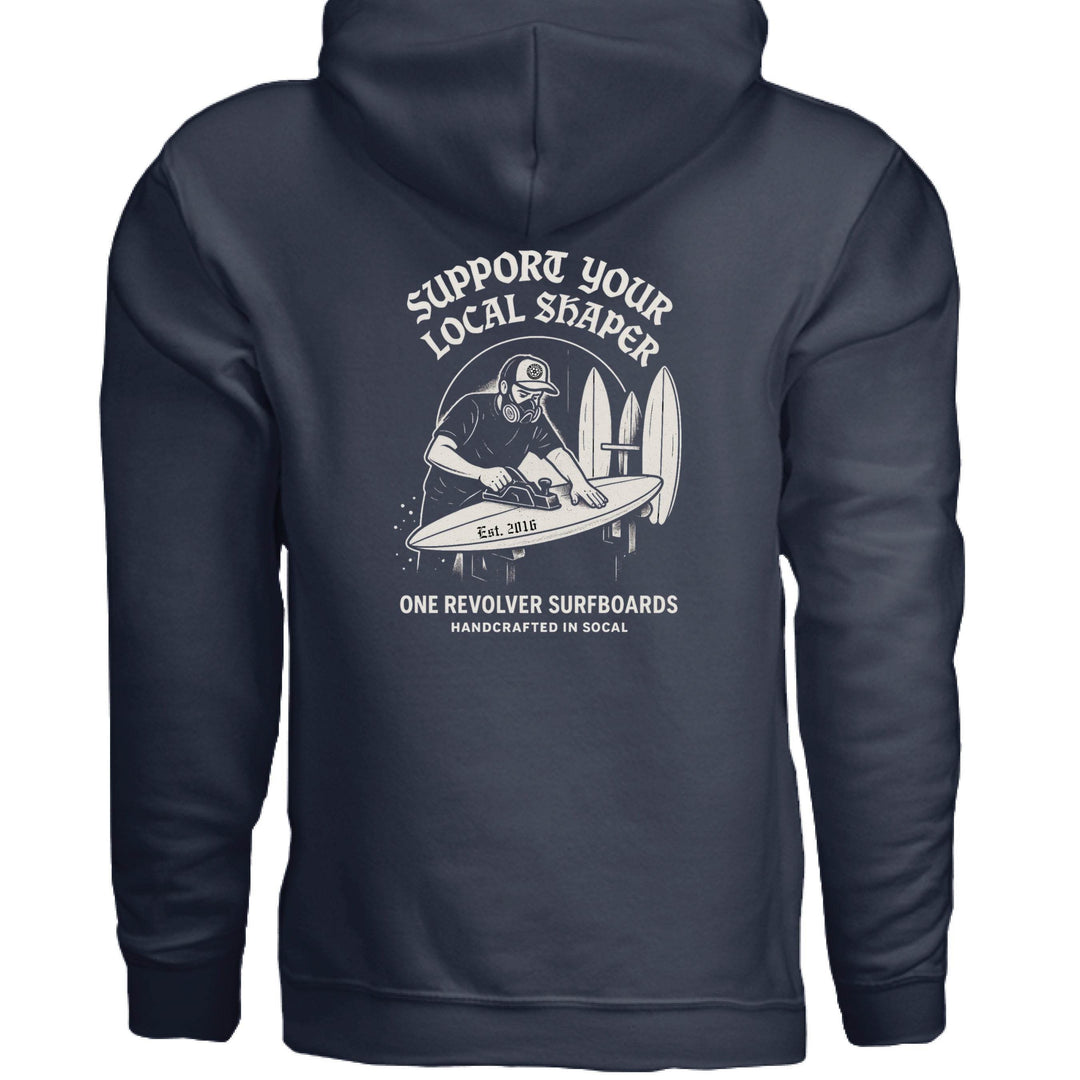 One Revolver Surfboards Support Your Local Shaper Hoodie – Unisex Softstyle Surf Sweatshirt Pay Tribute to the Craft - One Revolver Surfboards