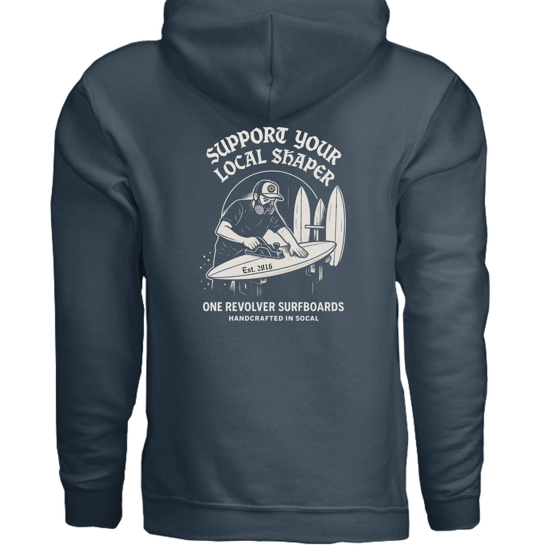 One Revolver Surfboards Support Your Local Shaper Hoodie – Unisex Softstyle Surf Sweatshirt Pay Tribute to the Craft - One Revolver Surfboards