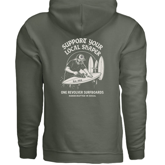 One Revolver Surfboards Support Your Local Shaper Hoodie – Unisex Softstyle Surf Sweatshirt Pay Tribute to the Craft - One Revolver Surfboards