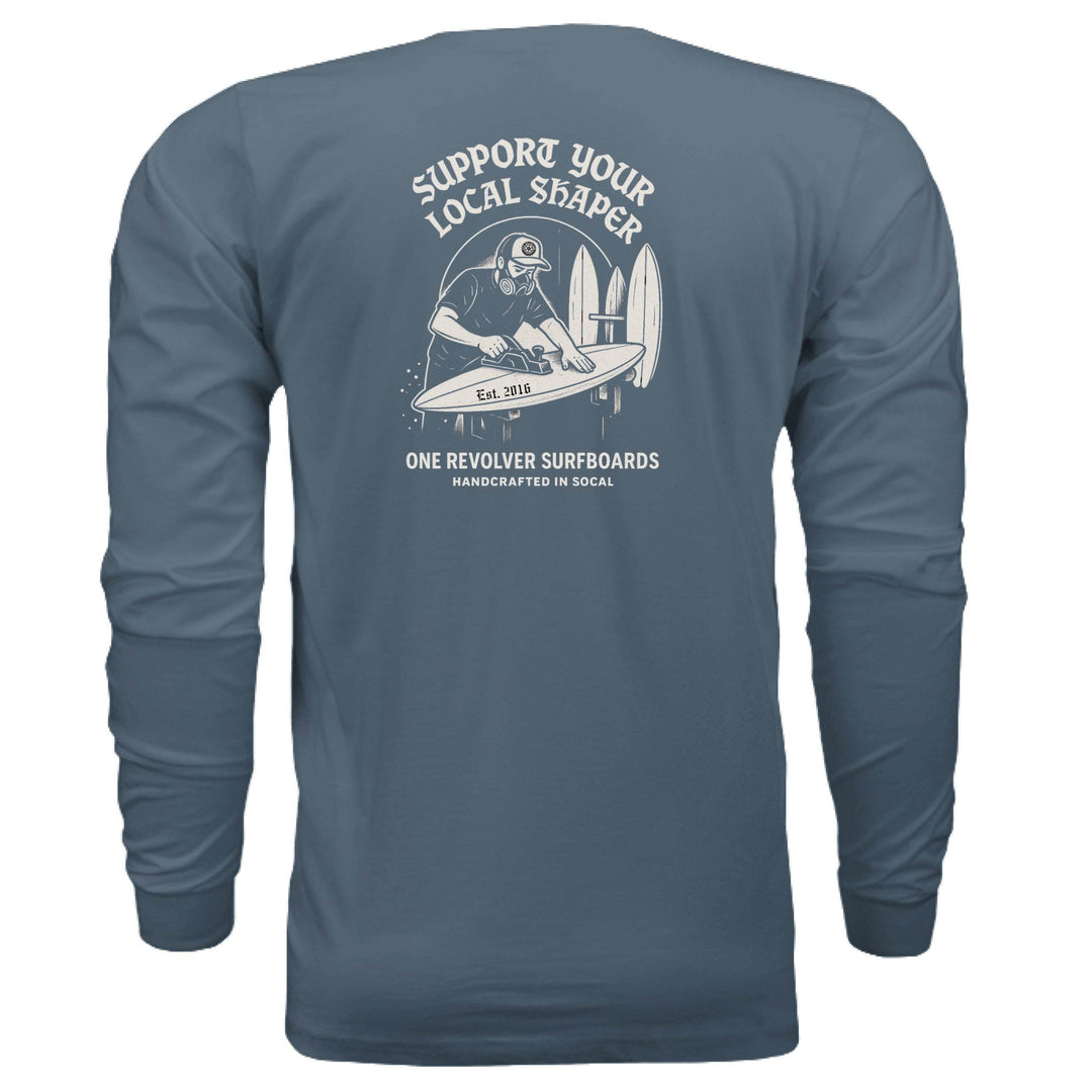 One Revolver Surfboards Support Your Local Shaper Long-Sleeve Tee – Unisex Lightweight Cotton Crew - One Revolver Surfboards