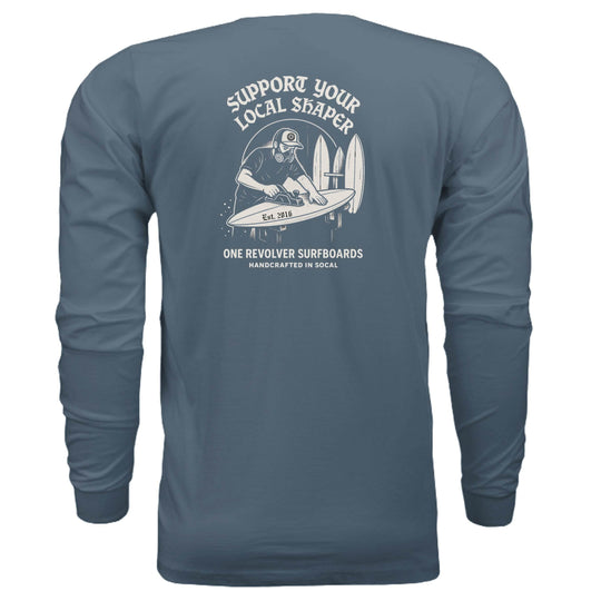 One Revolver Surfboards Support Your Local Shaper Long-Sleeve Tee – Unisex Lightweight Cotton Crew - One Revolver Surfboards