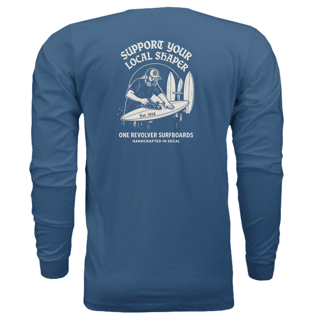 One Revolver Surfboards Support Your Local Shaper Long-Sleeve Tee – Unisex Lightweight Cotton Crew - One Revolver Surfboards