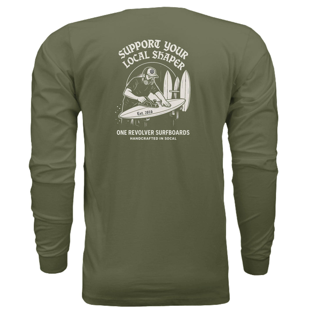 One Revolver Surfboards Support Your Local Shaper Long-Sleeve Tee – Unisex Lightweight Cotton Crew - One Revolver Surfboards