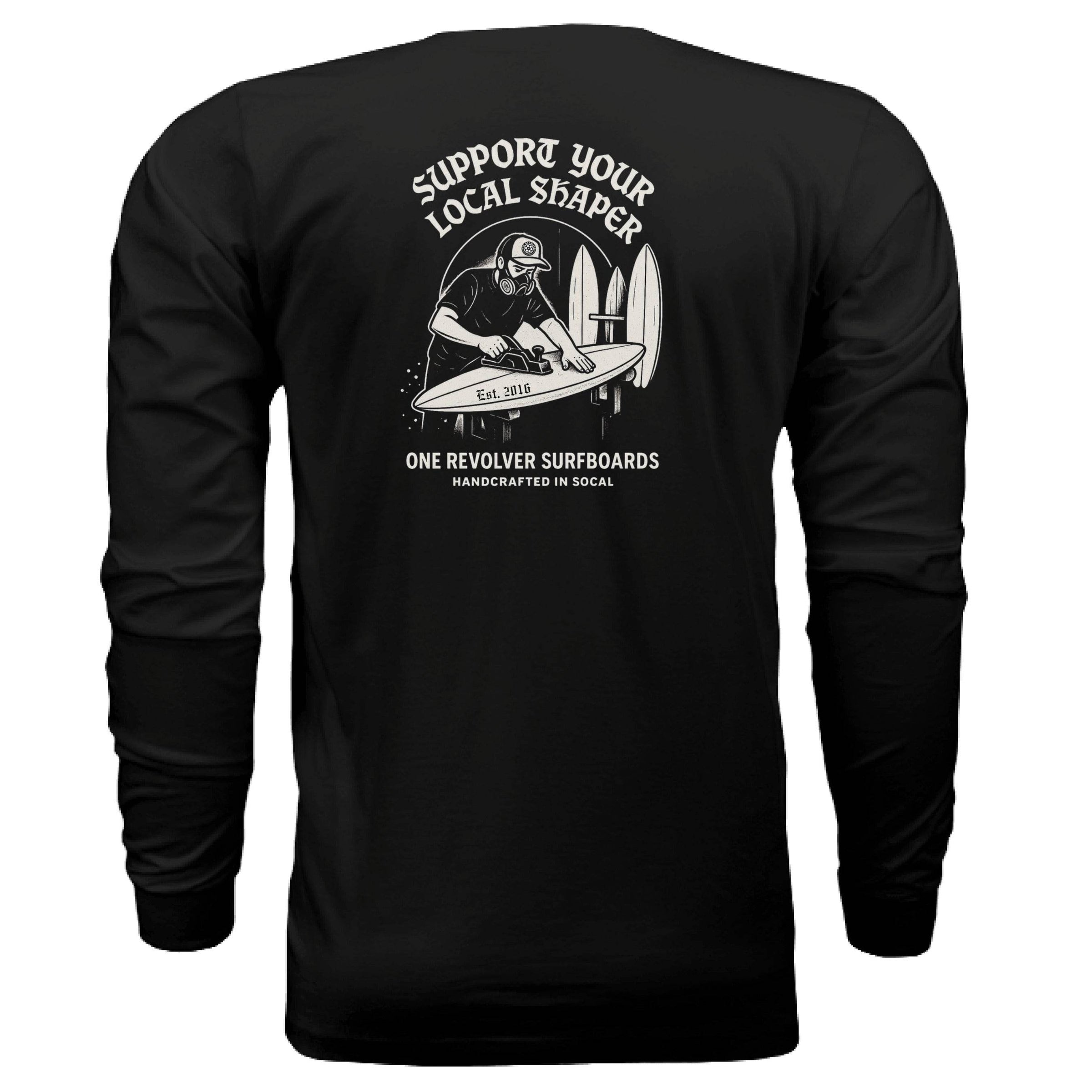One Revolver Surfboards Support Your Local Shaper Long-Sleeve Tee – Unisex Lightweight Cotton Crew - One Revolver Surfboards