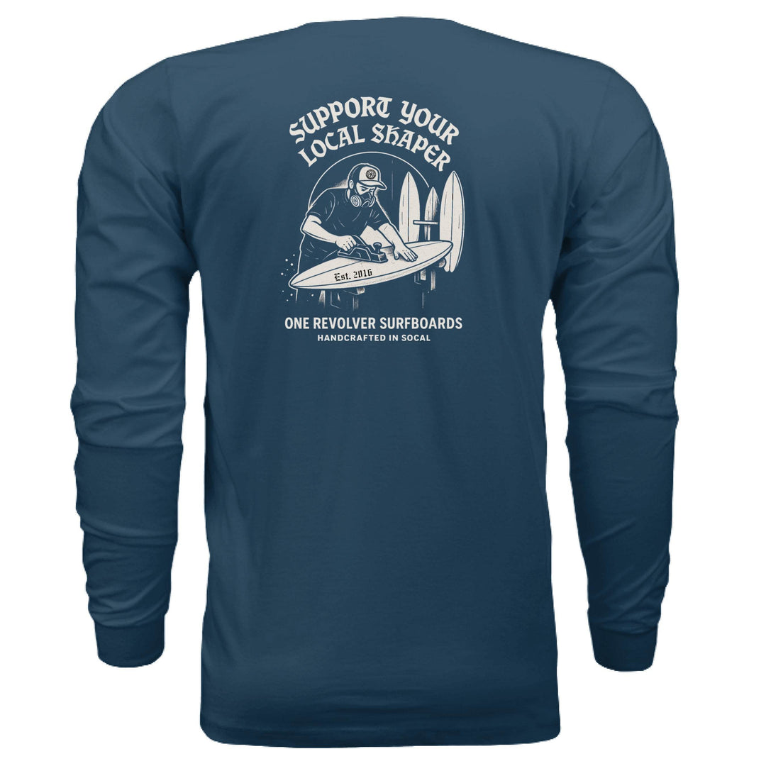 One Revolver Surfboards Support Your Local Shaper Long-Sleeve Tee – Unisex Lightweight Cotton Crew - One Revolver Surfboards