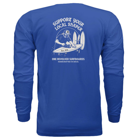 One Revolver Surfboards Support Your Local Shaper Long-Sleeve Tee – Unisex Lightweight Cotton Crew - One Revolver Surfboards