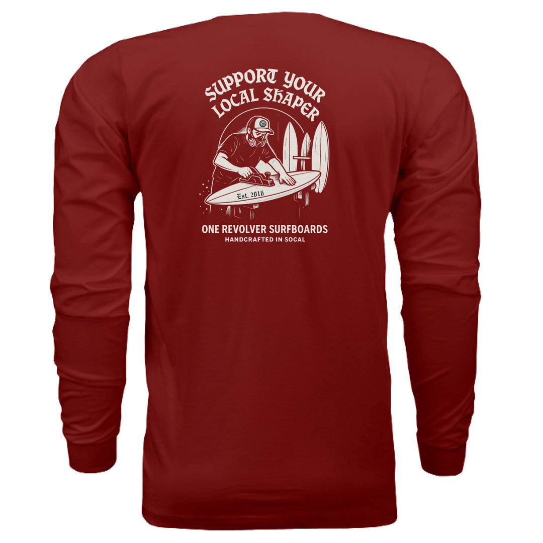 One Revolver Surfboards Support Your Local Shaper Long-Sleeve Tee – Unisex Lightweight Cotton Crew - One Revolver Surfboards