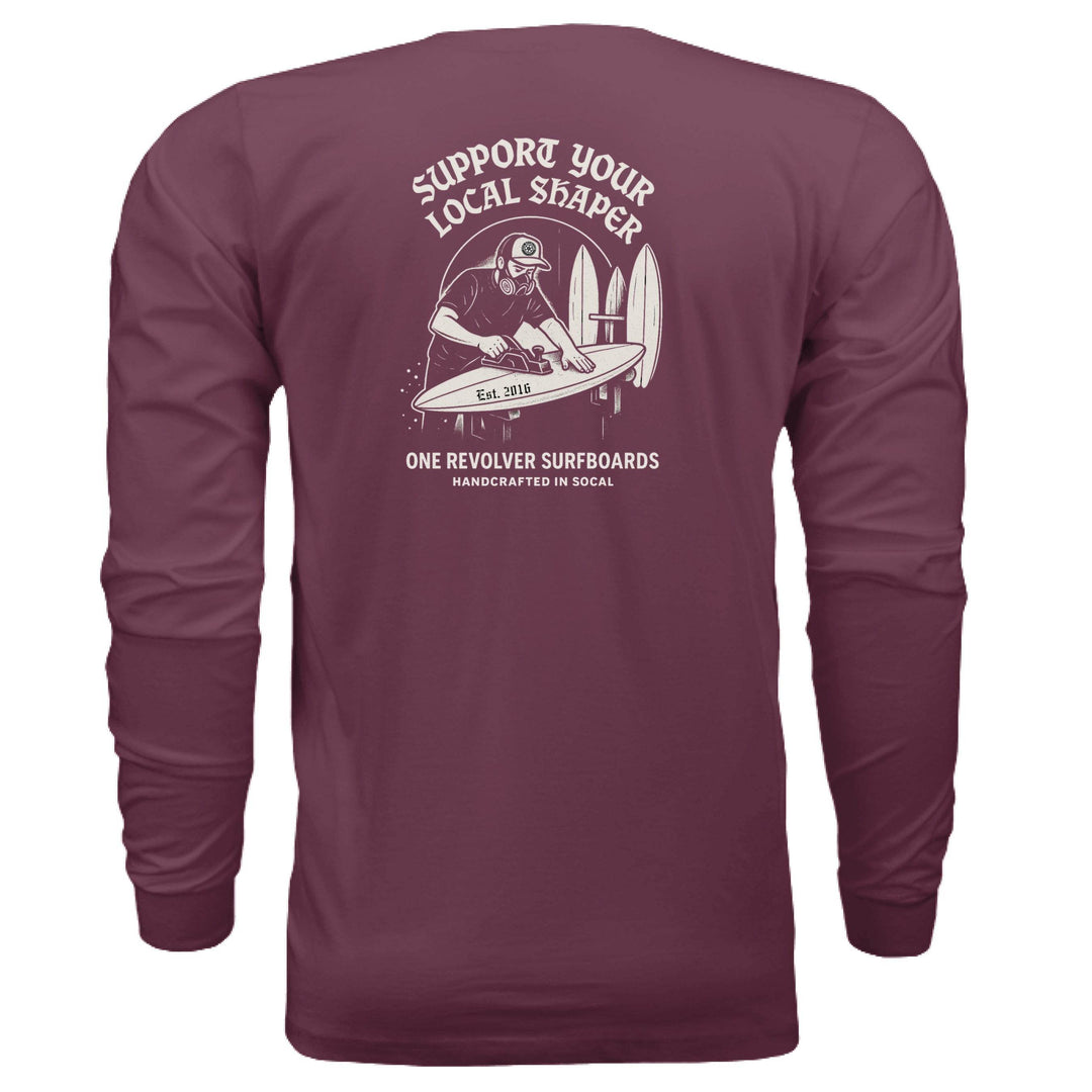 One Revolver Surfboards Support Your Local Shaper Long-Sleeve Tee – Unisex Lightweight Cotton Crew - One Revolver Surfboards
