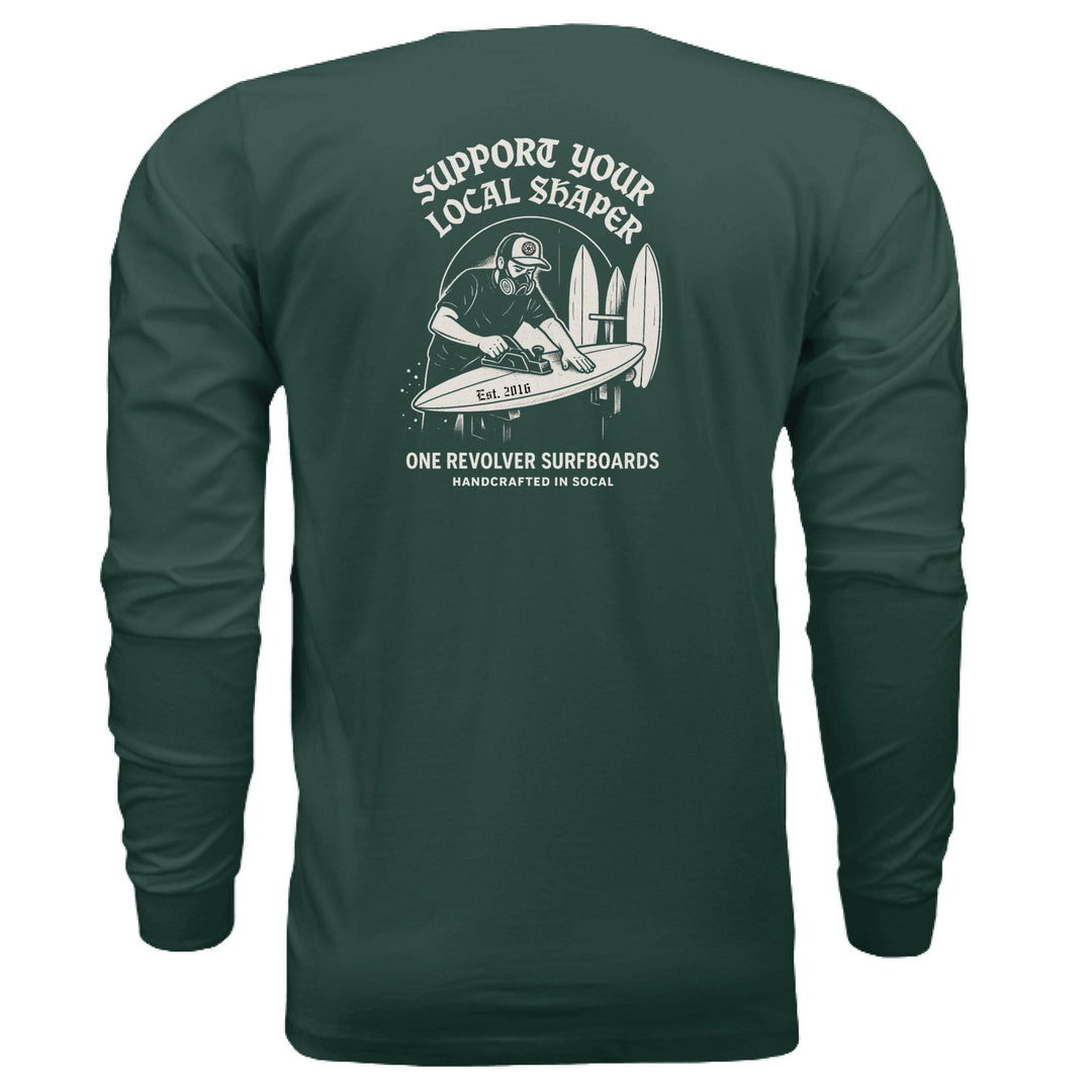 One Revolver Surfboards Support Your Local Shaper Long-Sleeve Tee – Unisex Lightweight Cotton Crew - One Revolver Surfboards