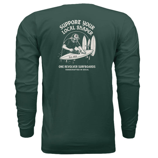 One Revolver Surfboards Support Your Local Shaper Long-Sleeve Tee – Unisex Lightweight Cotton Crew - One Revolver Surfboards