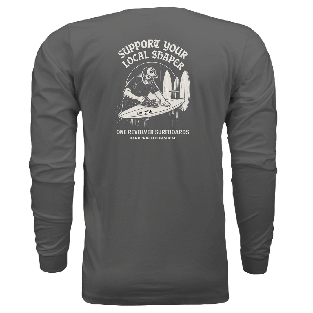One Revolver Surfboards Support Your Local Shaper Long-Sleeve Tee – Unisex Lightweight Cotton Crew - One Revolver Surfboards