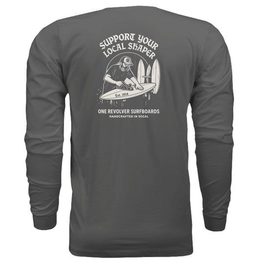 One Revolver Surfboards Support Your Local Shaper Long-Sleeve Tee – Unisex Lightweight Cotton Crew - One Revolver Surfboards