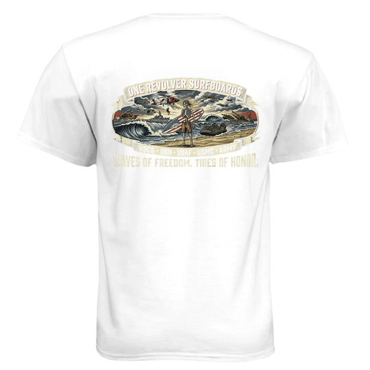 One Revolver "Eternal Vanguard" All-Branch Military Surf Tee – Next Level CVC - One Revolver Surfboards