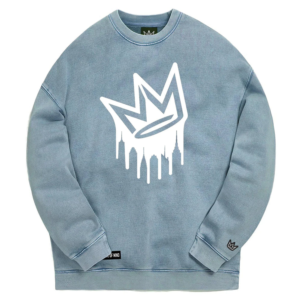 ny-state-of-mind-crewneck-sweatshirts-dusty-blue-x-small-dripping-crown-logo-crewneck-sweatshirt-1224983974 - One Revolver Surfboards