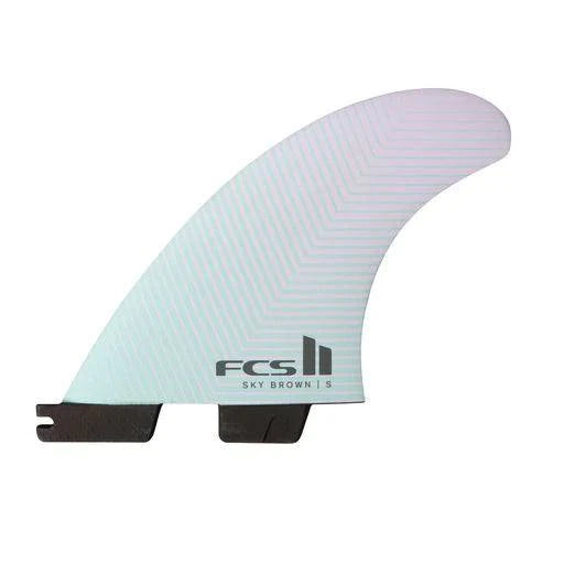 a close up of a surfboard fin on a white background