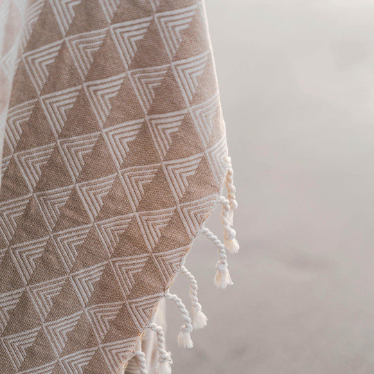 Organic Throw Blanket - Tan & Beige - One Revolver Surfboards