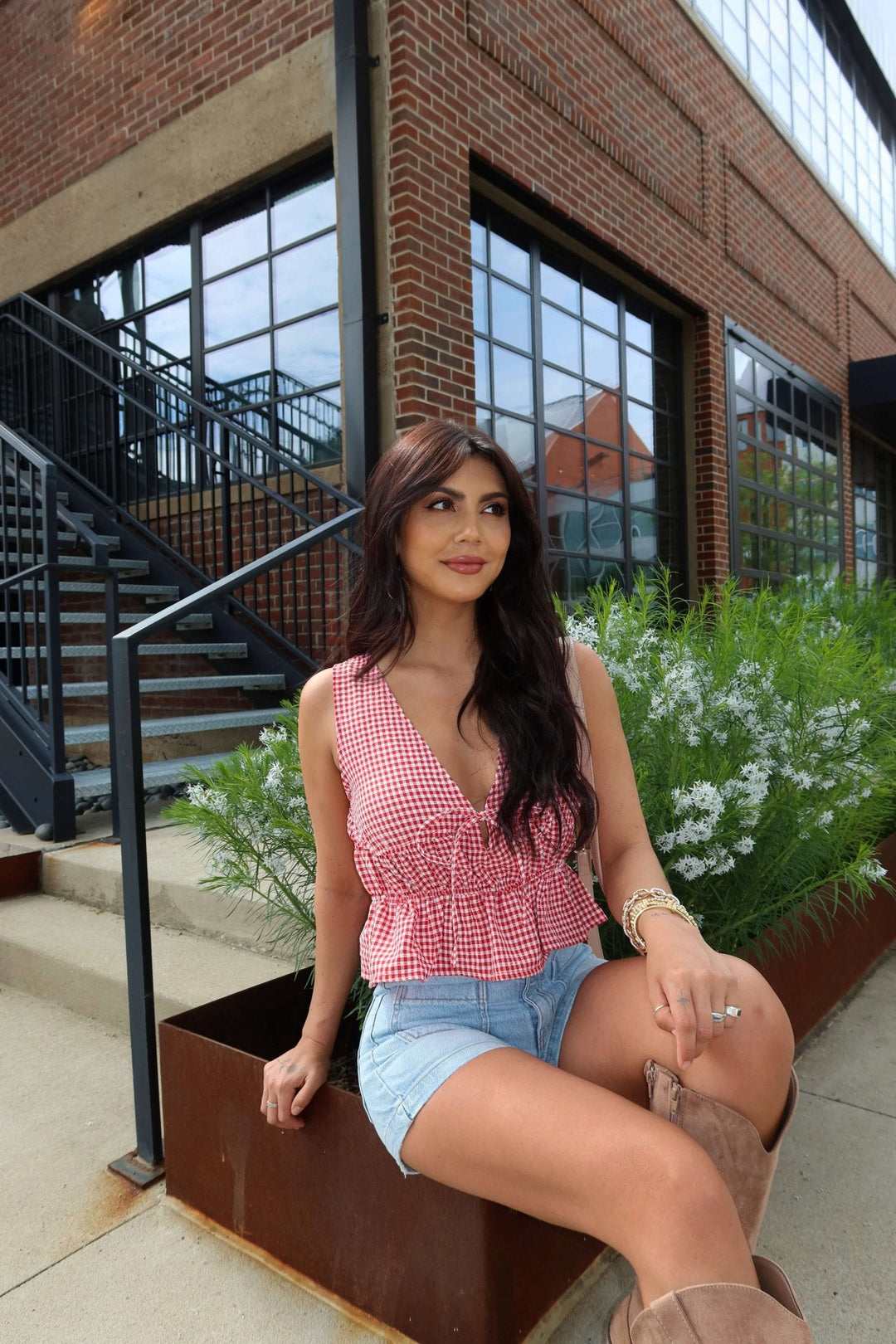 Picnic Lane Red Tie Front Sleeveless Top - FINAL SALE