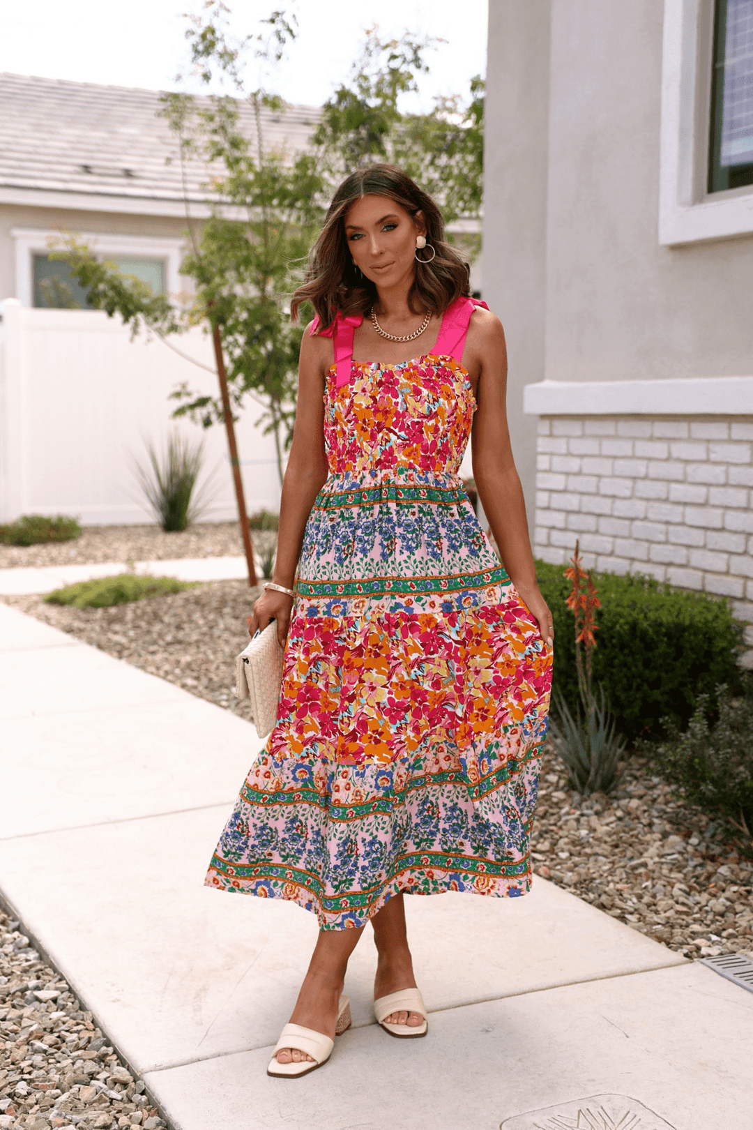 Pink Petal Kiss Floral Midi Dress - FINAL SALE - One Revolver Surfboards
