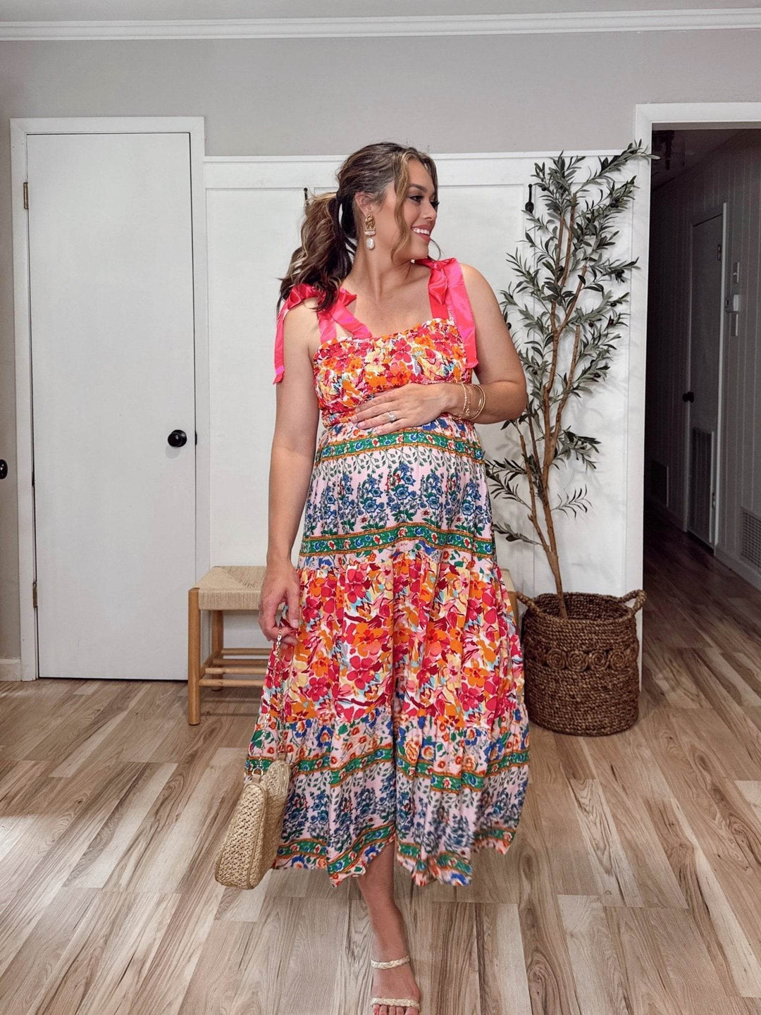 Pink Petal Kiss Floral Midi Dress - FINAL SALE - One Revolver Surfboards