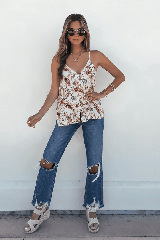 Poppy Vibes Multi Paisley Print Tank Top - FINAL SALE - One Revolver Surfboards