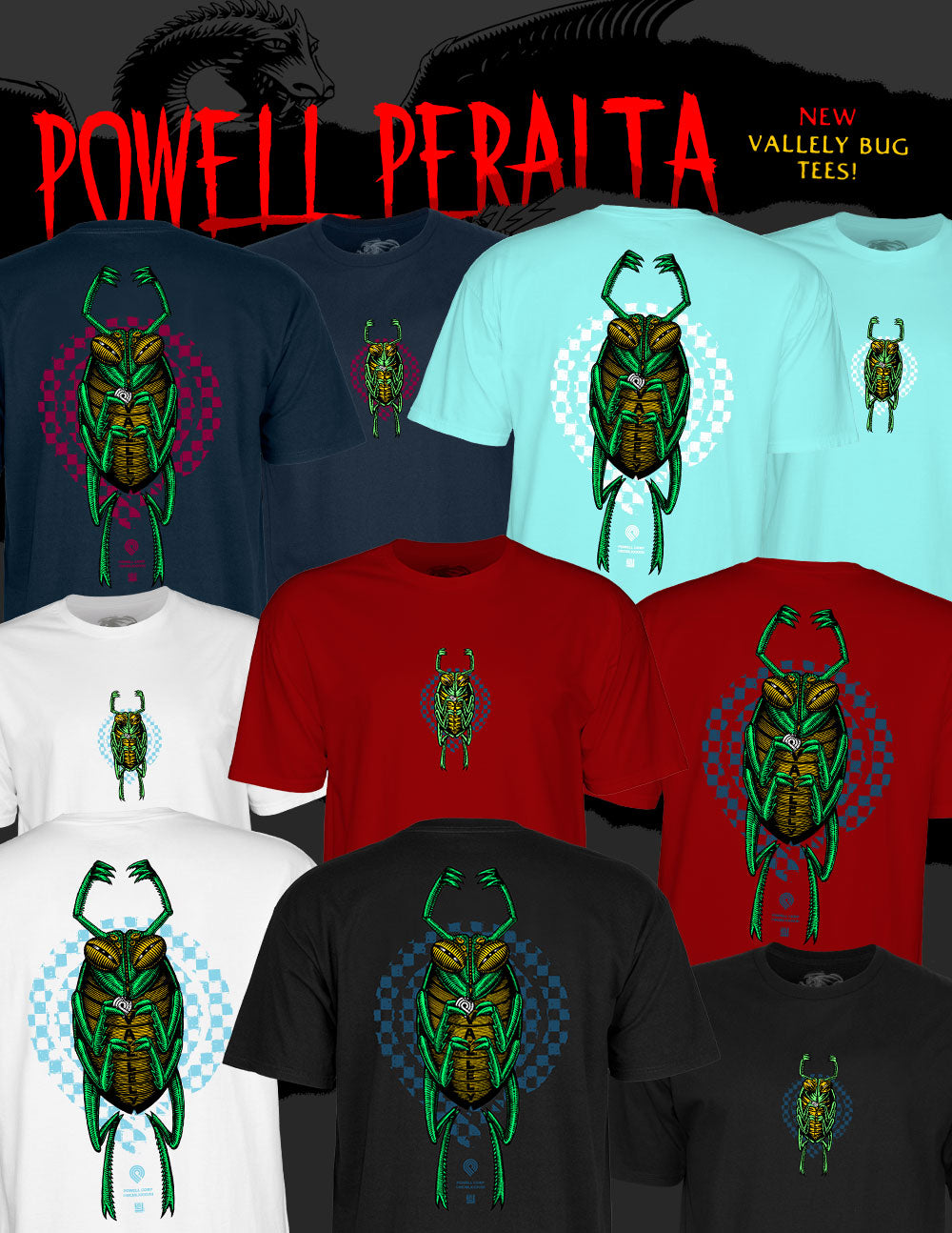 POWELL PERALTA MIKE VALLELY "BUG" T-SHIRT - One Revolver Surfboards