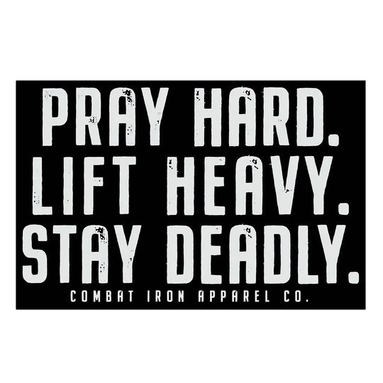 One Revolver Surfboards - Pray Hard. Lift Heavy. Stay Deadly. Decal DECAL